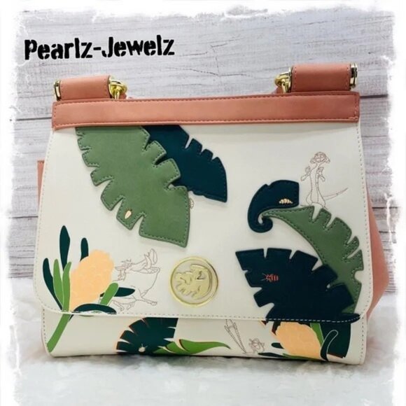 Loungefly Disney Lion King Simba Timon Pumba Tropical Floral Crossbody  Purse NWT